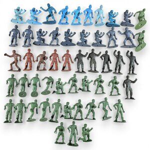 Vintage MPC Lot of 53 Toy Soldiers Ring Hands Various Colors Blue Green Brown